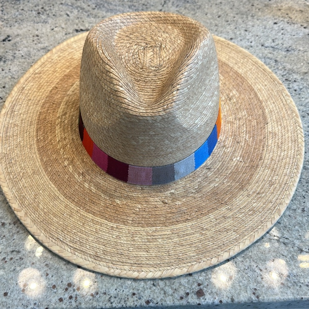 Sunshine Tienda Wide-Brim Straw Sun Hat with Colorblock Band - Natural - Picture 6 of 10